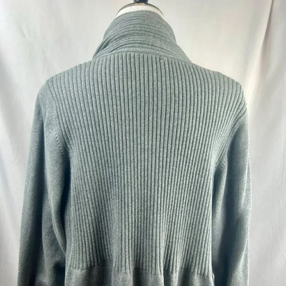 St John's Bay Cardigan Sweater Women Plus 3X Gray Open Front Ribbed Long Sleeves - Picture 6 of 7